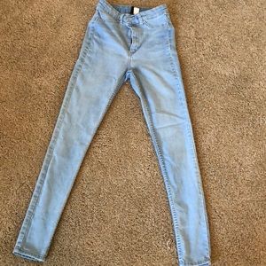 Light blue denim high waisted jeans